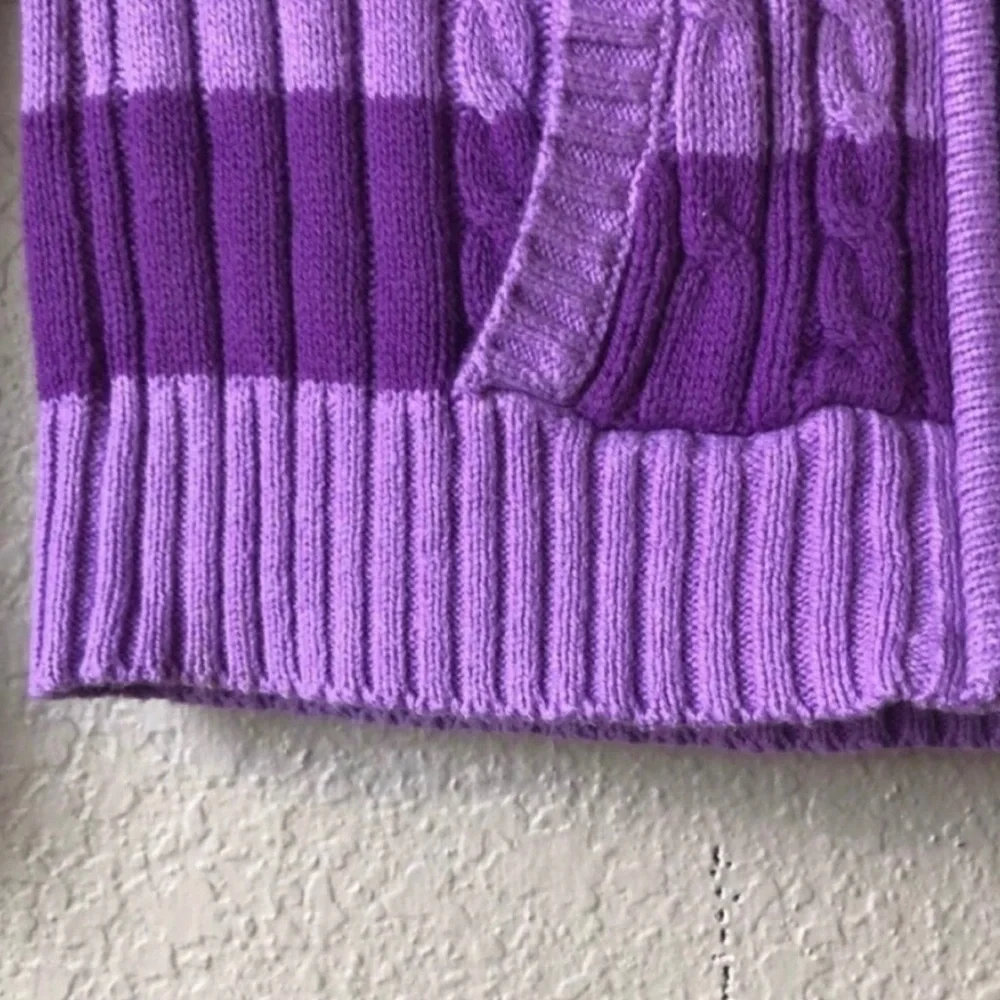 Girls Jacket Arizona Y2K Sweater Hoodie Jacket Purple Striped Zip Up Girls XL 6X - Picture 4 of 11